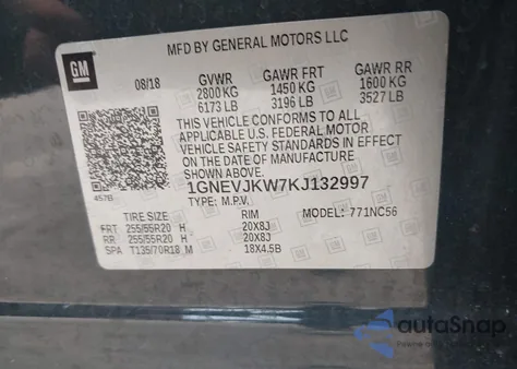 2019 Chevrolet Traverse Rs from USA, damaged, VIN 1GNEVJKW7KJ132997